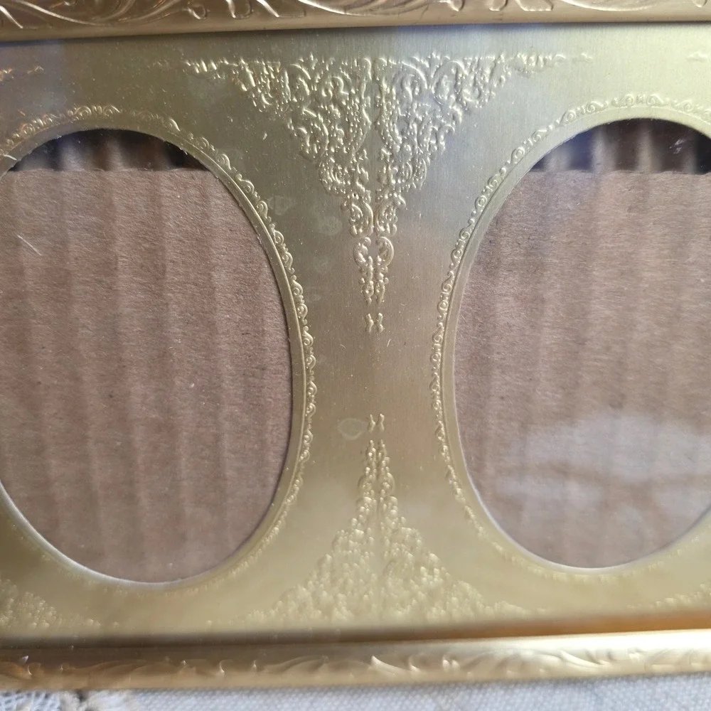 Vintage Gold Filigree Double Oval Picture Frame Ornate Hollywood Regency Decor